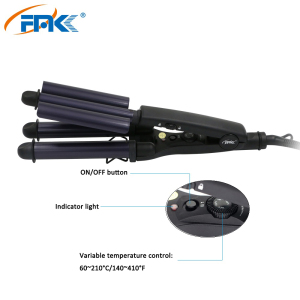 Private label  Professional hair styling tools 3 Barrels Triple Tourmaline Ceramic Hair Curler Hair Waver Curling Iron