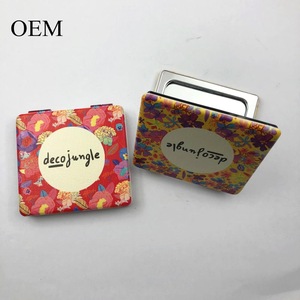 Square Mini Hand Cosmetic Tool Makeup Mirror with Patch Pattern