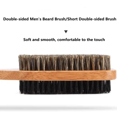 Wholesale Double Side Comb Anti Static Shaving Brush Best Bristle Wooden Square for Mens Zelkova Wood Beard Brush