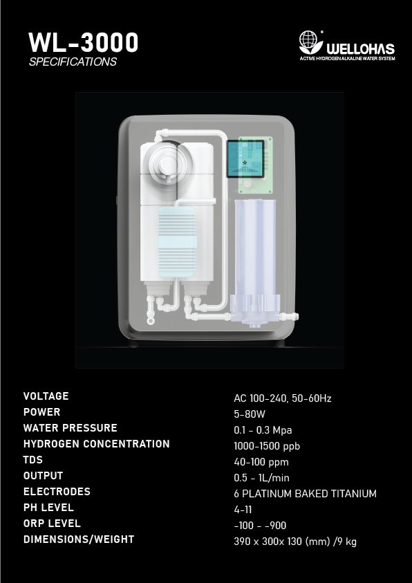 WL-3000 Ionize Alkaline Hydrogen Generator + Tankless Direct pipe RO MEMBRAINE PURIFIER