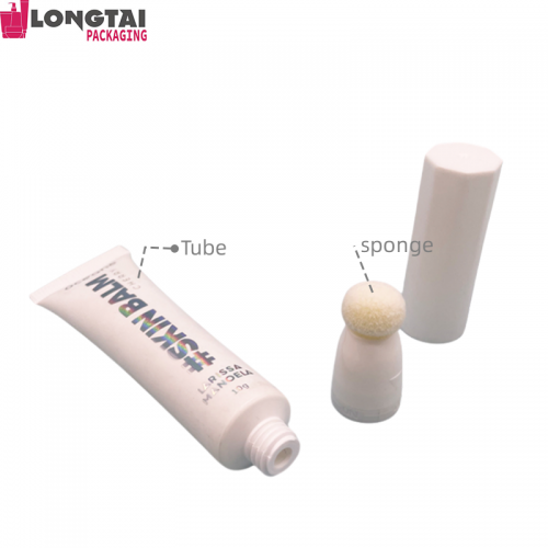 cosmetic makeup tube with sponge applicator