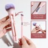 4-in-1 Magnetic Makeup Powder Brush Portable Soft Synthetic Eyeshadow Foundation Cosmetic Blending Makeup Brush with Brush Bag