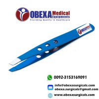 Blue Plasma Coated Eyebrow Tweezers