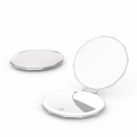 Fashion Luxury Diamond-faced Design 1X/5X Magnifying Pocket Folding Compact Wallet LED Makeup Mirror