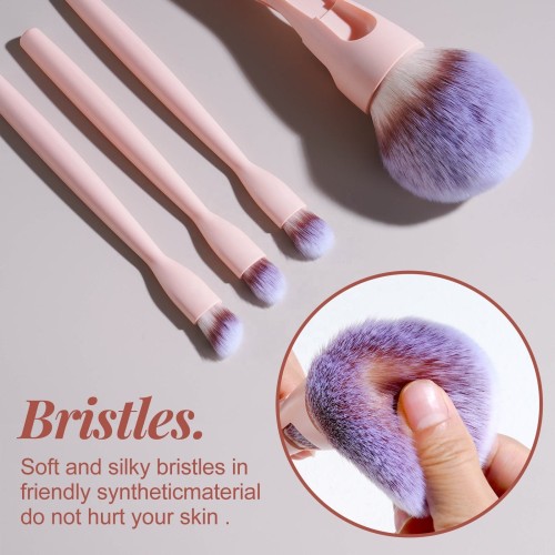 4-in-1 Magnetic Makeup Powder Brush Portable Soft Synthetic Eyeshadow Foundation Cosmetic Blending Makeup Brush with Brush Bag