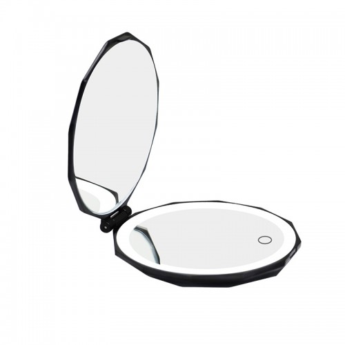 Fashion Luxury Diamond-faced Design 1X/5X Magnifying Pocket Folding Compact Wallet LED Makeup Mirror