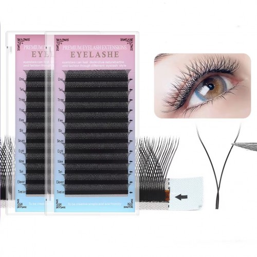 BlingBlang Wholesale C CC D DD L M Curl YY Lash Professional Soft Y W Shape 2D Premade Fan Double Tip Lash YY Eyelash Extensions