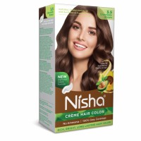 Nisha Creme Hair Color for Women - Chocolate Brown, 60g+60ml, Long-lasting, 100% Grey Coverage Permanent Hair Colour for Soft, Shiny, Healthy Hair