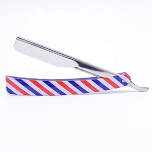 Barber Pole Paper Coated Straight Razor with changeable blade