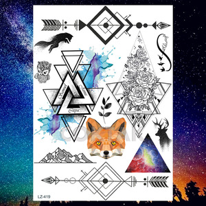 COKTAK HOT Customized Wolf Temporary Tattoos Stickers For Women Kids Men Body Art Waterproof Tattoo Paper Planet Face Jewels