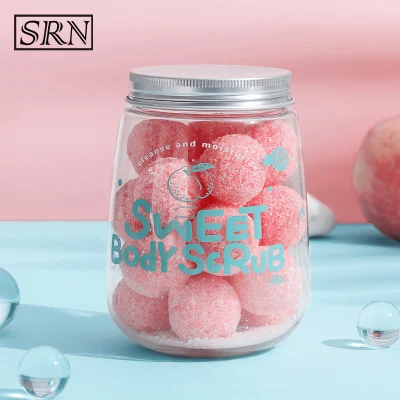 Custom Logo Vegan Pink Peach Smell Exfoliating Candy Sugar Body Bath Scrub Balls