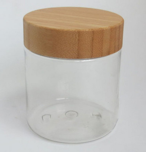 eco friendly plastic cosmetic container with bamboo cover for skincare products