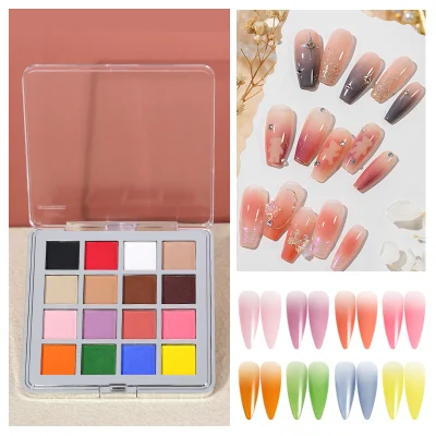 Factory DIY Ombre Nails Art Pigment 16 Colors Gradient Effect Nail Powder