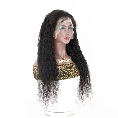 Factory Wholesale Raw Virgin Brazilian Water Wave 150% Density Human Hair 13X4 HD Transparent Lace Front Wigs for Black Women