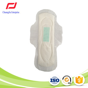 Flat straight negative ions packed green core sanitary pads
