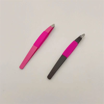 Foshan Factory Professional Hair Beauty Slanted Stainless Steel Tweezer with Leopard Print