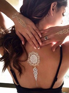 Hot Gold Silver Foil Tattoo Metallic Flash Tattoo Jewelry Bracelet Necklace Body Temporary Tatoo Sticker