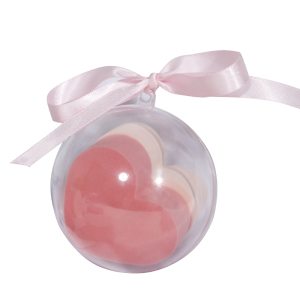 Love Heart shaped Latex Makeup Puff Beauty Sponge Egg Puff with Christmas Ball Box Case
