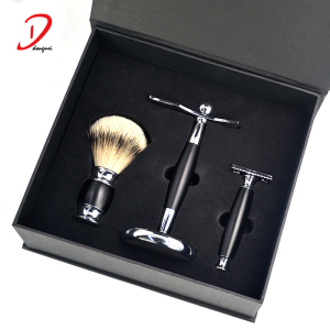 Luxury customized shave kit men shaving brush gifts set professional shaving brush kit