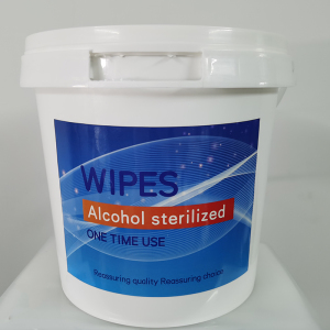 Manufacture Anti Bacterial Sterilized Disposable Wet Tissue Bottle Barrel Desinfecting Alcohol Wet Wipes Pads in Tub