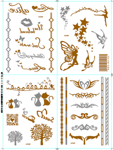 Waterproof Body Art Mixed gold metallic body temporary tattoo sticker