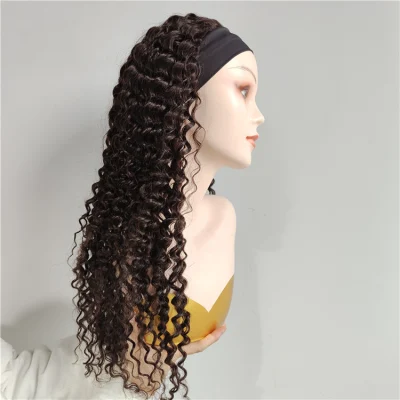 Wholesale 100% Mink Remy Cuticle Aligned Deep Wave Brazilian Headband Wig Human Hair Wigs for Black Women