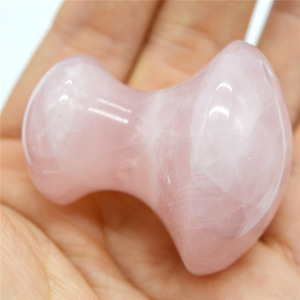 Wholesale Natural stone handheld jade roller rose quartz mushroom for face slimming