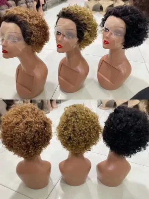 Wholesale Pixie Cut Human Hair Deep Partline Lace Frontal Wig Pixie Human Hair Wig
