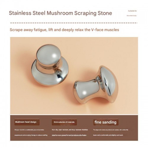 Mini Silver Stainless Steel Mushroom Design Head Scraping Board SPA Beauty Massager For Face And Eyes