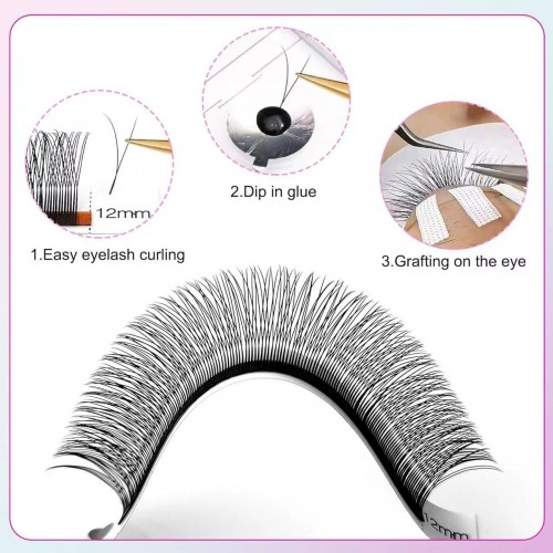 New YY Lash Extensions Trays U Shape  2D YY Parallel Blooming Effect LC/B/C/D Korean PBT Fiber Luxury Eyelash Supplies