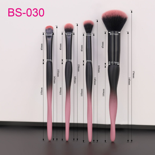 Wholesale 4 Pcs Gradient Pink Black Makeup Brush Set Private Label Soft Synthetic Hair Powder Eyeshadow Cosmetic Brushes with Ergonomic Handle