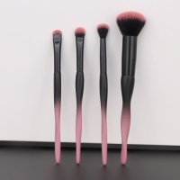 Wholesale 4 Pcs Gradient Pink Black Makeup Brush Set Private Label Soft Synthetic Hair Powder Eyeshadow Cosmetic Brushes with Ergonomic Handle