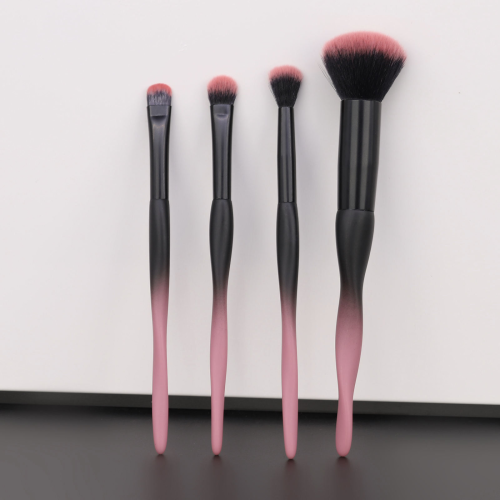 Wholesale 4 Pcs Gradient Pink Black Makeup Brush Set Private Label Soft Synthetic Hair Powder Eyeshadow Cosmetic Brushes with Ergonomic Handle