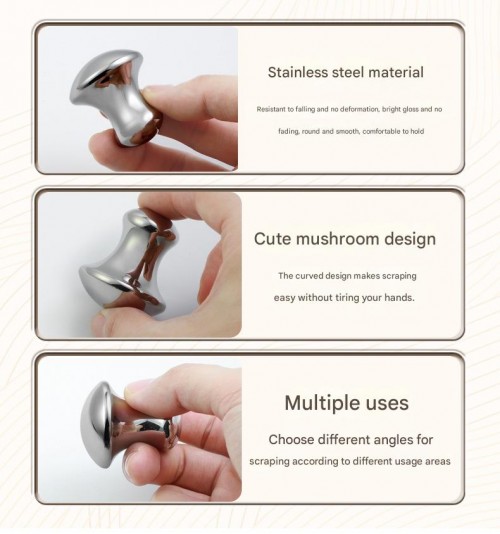 Mini Silver Stainless Steel Mushroom Design Head Scraping Board SPA Beauty Massager For Face And Eyes