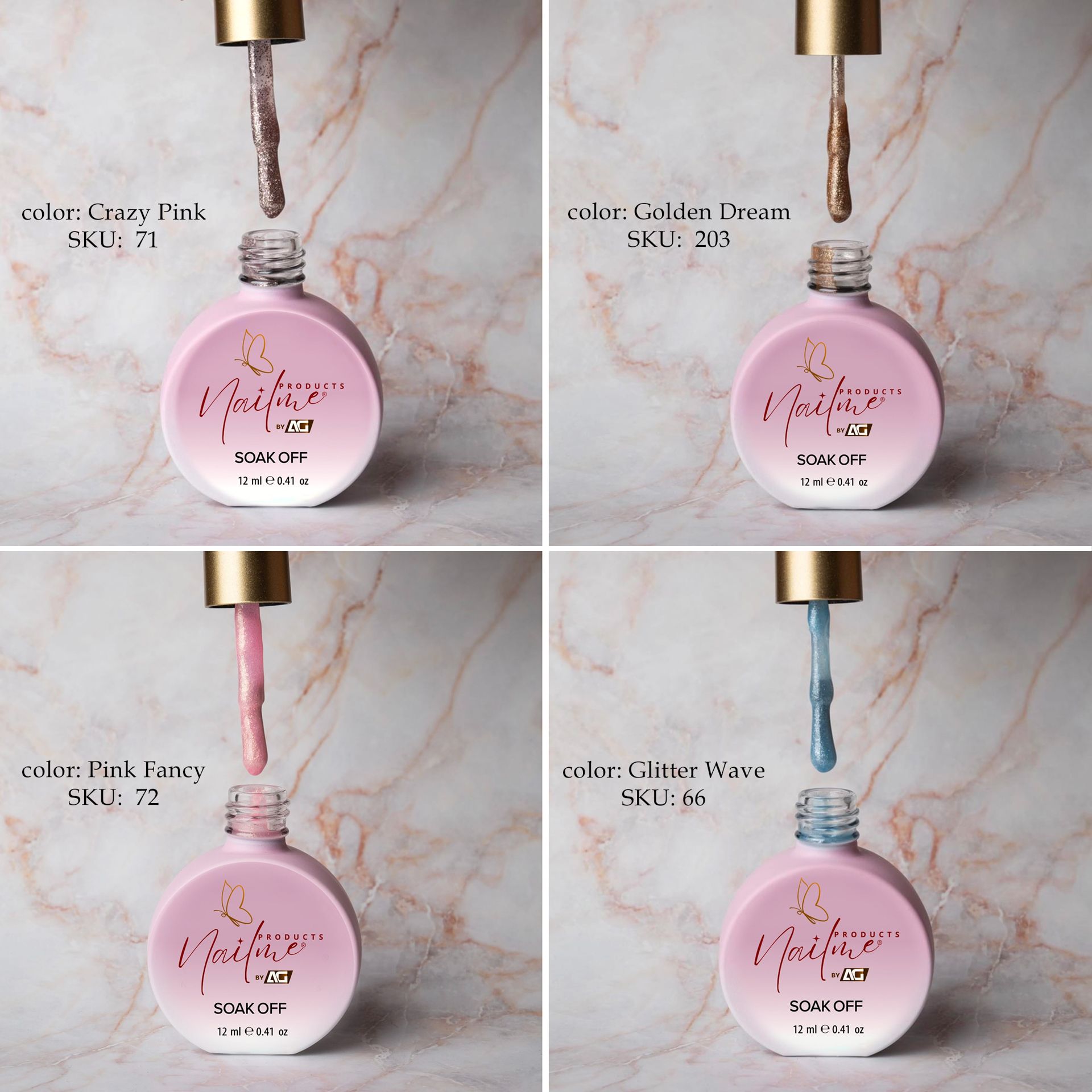 LED Gel Nail polish different glitters colors