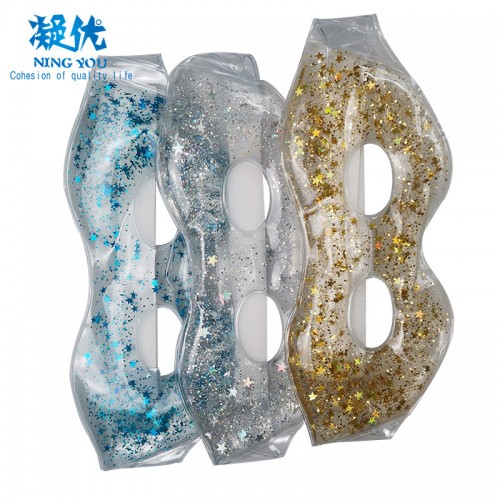 Factory Supply Large Size Hot Cold Gel Eye Mask Gel Face Pack with laser Sequin