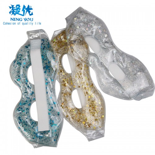 Factory Supply Large Size Hot Cold Gel Eye Mask Gel Face Pack with laser Sequin