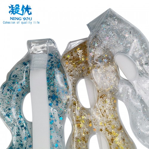 Factory Supply Large Size Hot Cold Gel Eye Mask Gel Face Pack with laser Sequin