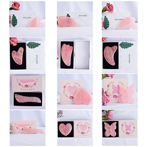 2019 Amazon Hot Sale best seller high quality natural Rose quartz Gua Sha Jade Board body massage Tools for health care