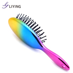 2020 New custom logo electroplated pravite label straight hair brush comb