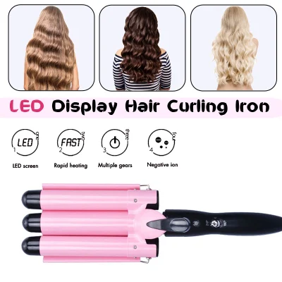 Automatic LCD with Triple Barrel Hair Waver Hair Curler