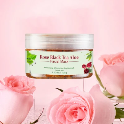 Cosmetic Skin Care Natural Aloe Black Tea Rose Moisturizing Nourishing Brightening Jelly Facial Mask