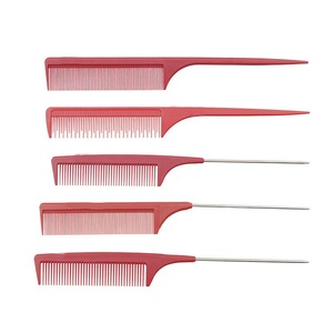 Custom LOGO red salon plastic double Tooth comb with handle  Plastic Hair Comb Wholesale