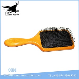 Eco-friendy Wooden paddle brush hairbrushes with nylon pins