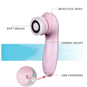 Face care waterproof 3 in 1 electric sonic facial scrub face cleaning spin wash facial cleansing brush