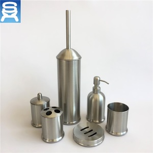 High Quality 6 Pieces Soap Dispenser Toilet Brush Holder bath accessories Stainless Steel Bathroom Set