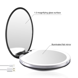 Hot products Makeup Mirror Light Mini Round Portable USB Makeup Mirror LED Makeup Mirror