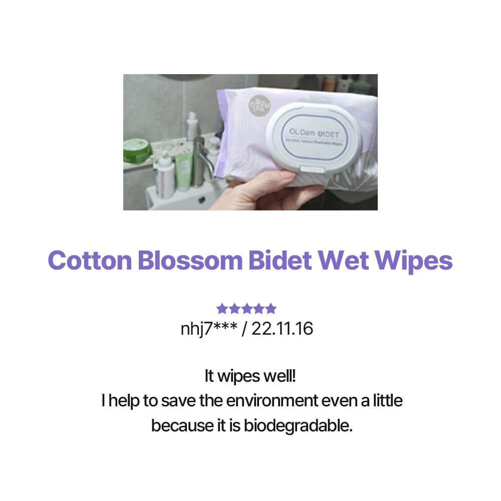 Oldam Flushable Bidet Cotton Blossom Wet Wipes