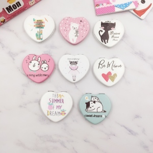 Wholesale Heart Shape Custom Makeup Compact Mirror Pocket Mirror