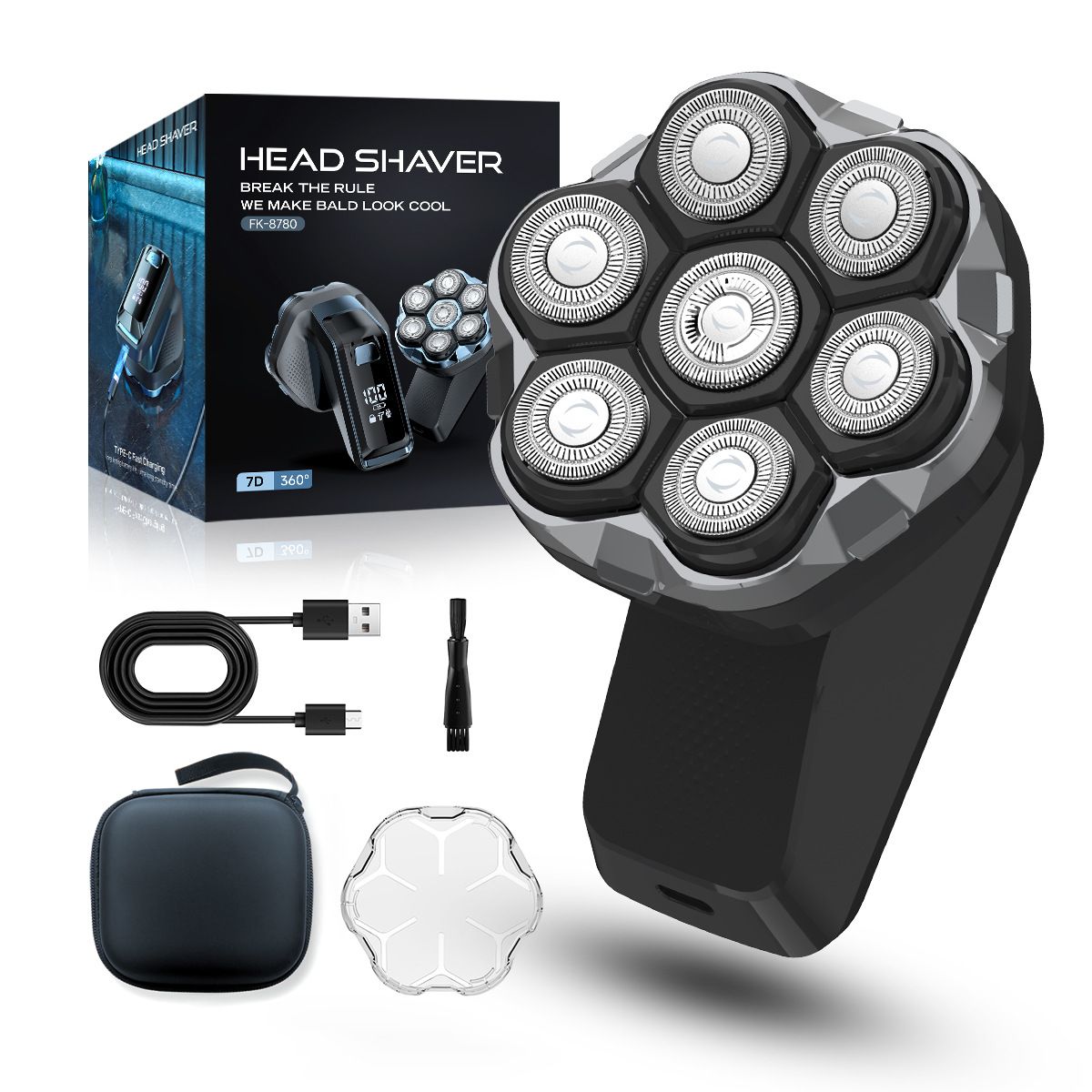 FANKE FK-8780 High Quality Waterproof Electric Shaver Customizable Wet and Dry Dual-Use Magnetic Blade Men's Bald Shaver